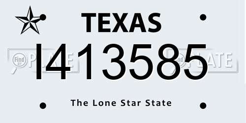 I413585 Texas License Plate