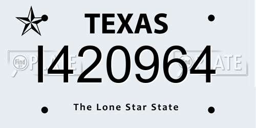 I420964 Texas License Plate