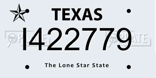 I422779 Texas License Plate