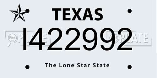 I422992 Texas License Plate