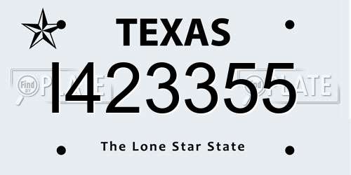I423355 Texas License Plate