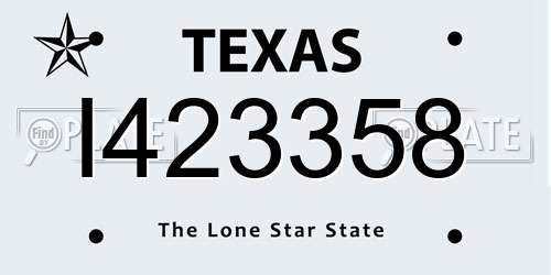 I423358 Texas License Plate