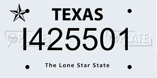 I425501 Texas License Plate