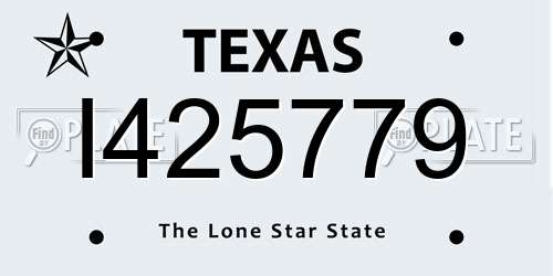 I425779 Texas License Plate