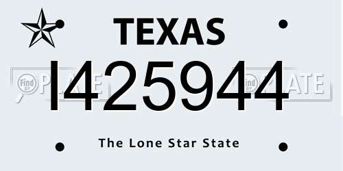 I425944 Texas License Plate
