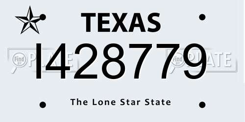 I428779 Texas License Plate