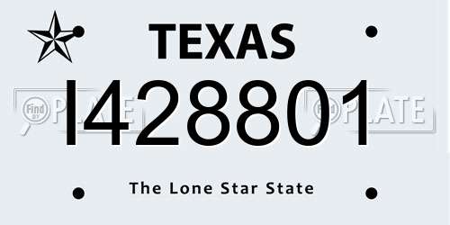 I428801 Texas License Plate
