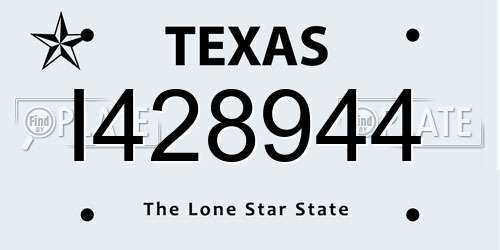 I428944 Texas License Plate