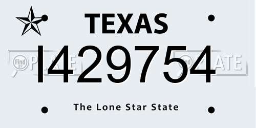 I429754 Texas License Plate