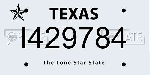 I429784 Texas License Plate