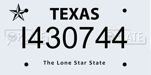 I430744 Texas License Plate