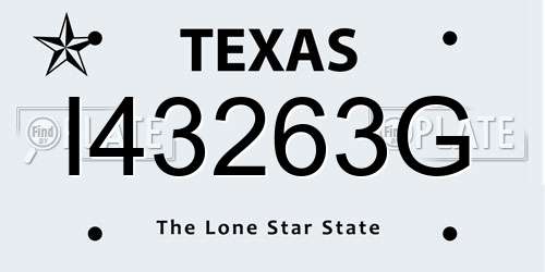 I43263G Texas License Plate