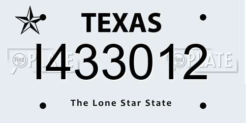 I433012 Texas License Plate