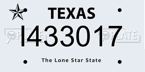 I433017 Texas License Plate