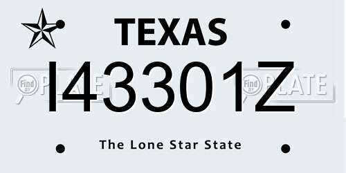 I43301Z Texas License Plate