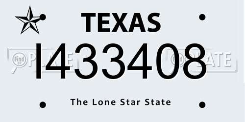 I433408 Texas License Plate