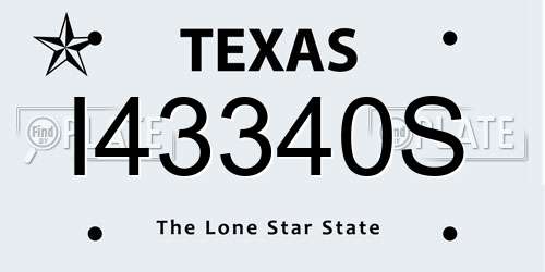 I43340S Texas License Plate