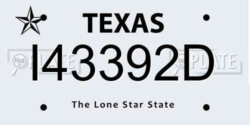 I43392D Texas License Plate