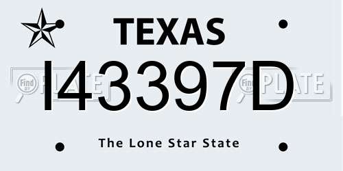 I43397D Texas License Plate