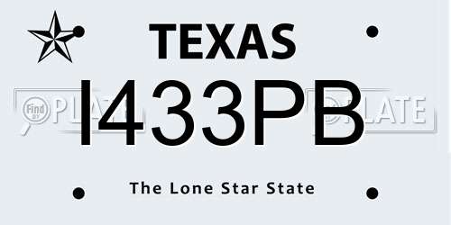 I433PB Texas License Plate
