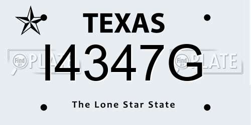 I4347G Texas License Plate