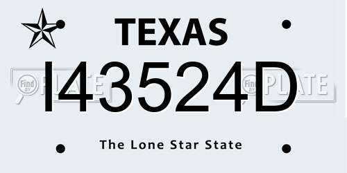 I43524D Texas License Plate