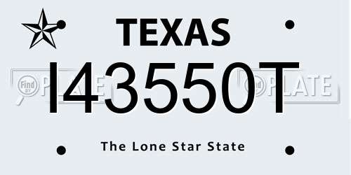 I43550T Texas License Plate