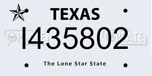 I435802 Texas License Plate