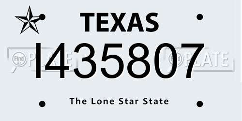 I435807 Texas License Plate