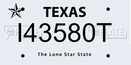 I43580T Texas License Plate