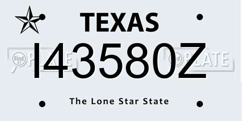I43580Z Texas License Plate
