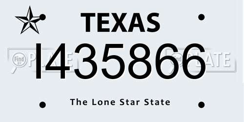 I435866 Texas License Plate