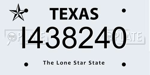 I438240 Texas License Plate