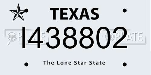 I438802 Texas License Plate