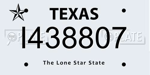 I438807 Texas License Plate