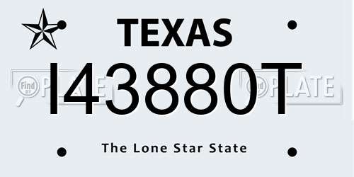 I43880T Texas License Plate