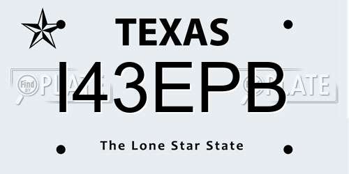 I43EPB Texas License Plate