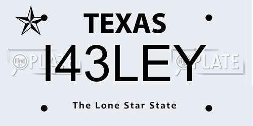I43LEY Texas License Plate