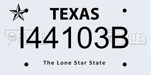 I44103B Texas License Plate
