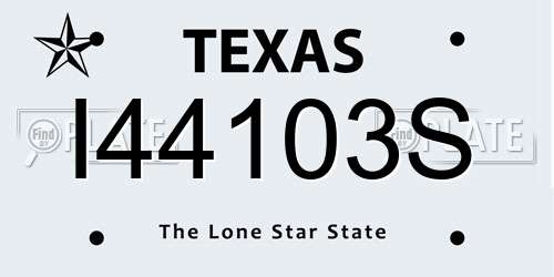 I44103S Texas License Plate