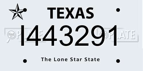 I443291 Texas License Plate