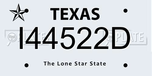 I44522D Texas License Plate
