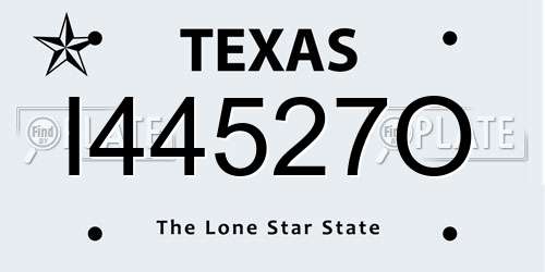 I44527O Texas License Plate