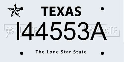 I44553A Texas License Plate