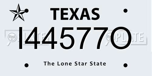 I44577O Texas License Plate