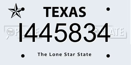 I445834 Texas License Plate