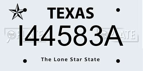 I44583A Texas License Plate