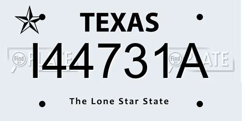 I44731A Texas License Plate