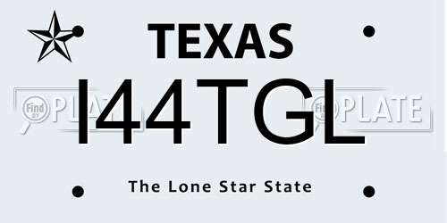 I44TGL Texas License Plate