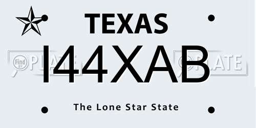 I44XAB Texas License Plate